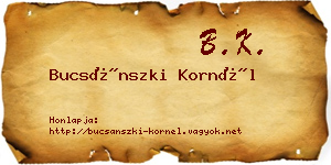 Bucsánszki Kornél névjegykártya