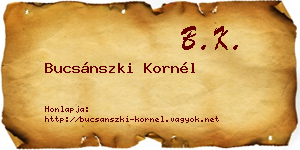 Bucsánszki Kornél névjegykártya
